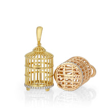 Load image into Gallery viewer, 18K Gold Bird Cage Diamond Pendant
